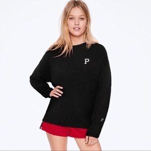 NEW VS PINK Black Knit Long Sleeve Boyfriend Sweater